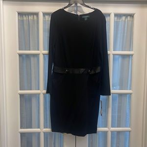 NWT Lauren Ralph Lauren black dress with pockets.